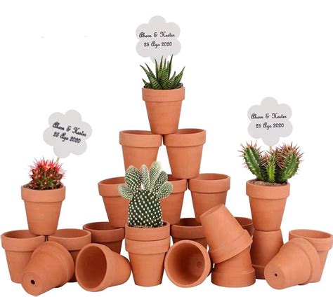 Ourwarm 32pcs Terracotta Pots With 32pcs Tags 2 Mini Clay