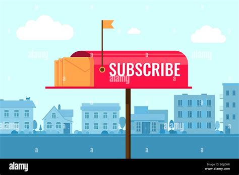 Subscribe To Newsletter Concept With Mailbox On Town Background