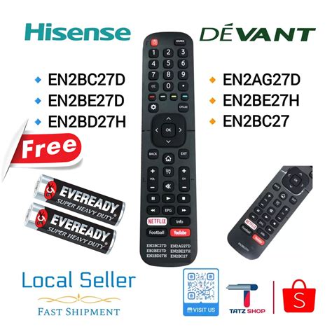 Devant Hisense Smart Tv Remote Control Original En Bd H En Bc