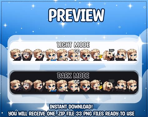 Blonde Boy Emotes BUNDLE For Twitch Discord Youtube Blue Eyes Blonde Hair Black Shirt