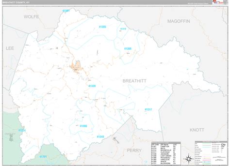 Breathitt County, KY Zip Code Map - Premium