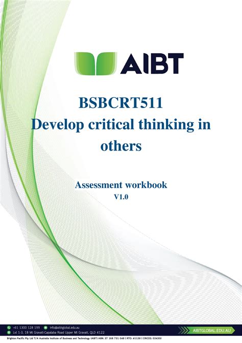 Aibt Bsbcrt Task Part Bsbcrt Develop Critical Thinking In