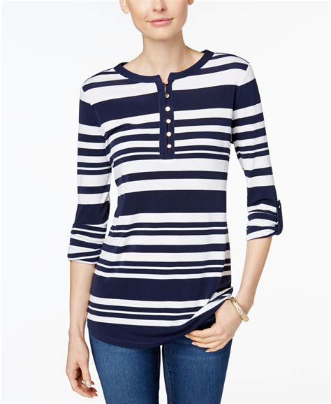 Charter Club Striped Henley Top Only At Macys Henley Top Tops