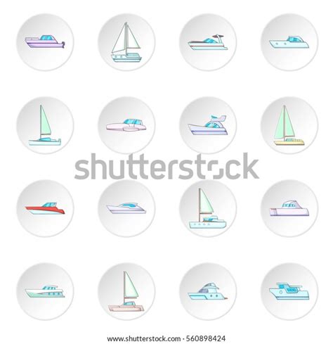 Yachts Icons Set Cartoon Illustration 16 Stock Vector Royalty Free