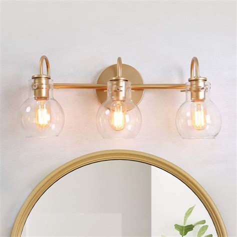 Laluz Bathroom Light Fixtures Gold Vanity Light Fixture With Clear