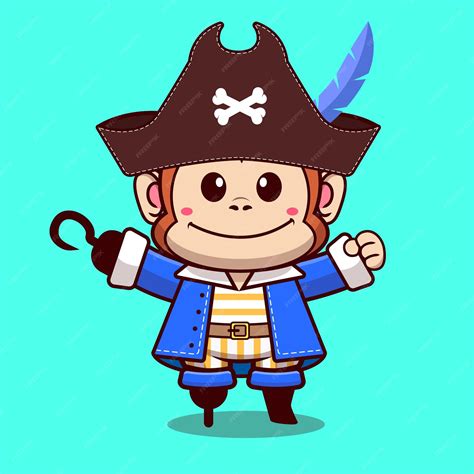 Premium Vector Cute Pirate Monkey Vector Illustration