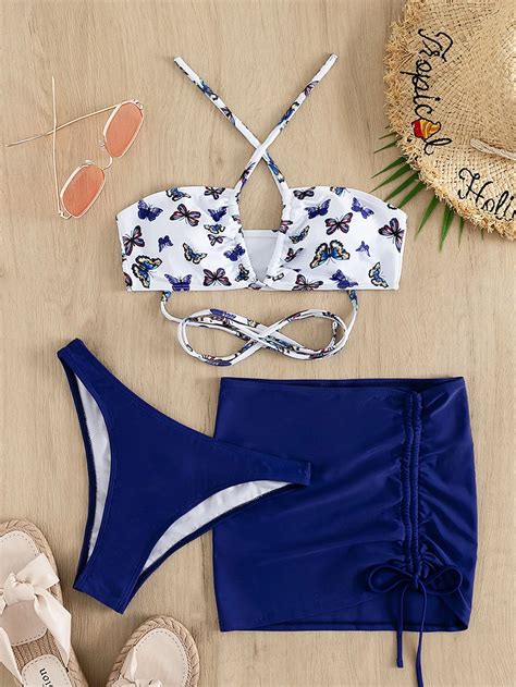 Shein 3 Piezas Bikini Mariposa Vezia