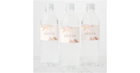 Boho Soft Pink Floral Flowers Bridal Shower Water Bottle Label Zazzle