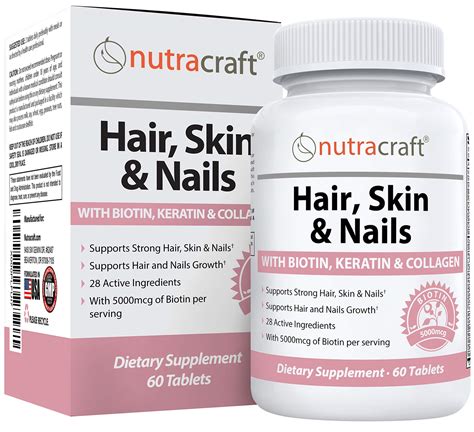 1 Hair Skin Nails Supplement With 5000mcg Of Biotin Keratin