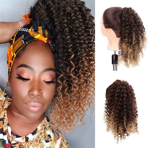 Amazon Knamoda Afro Kinky Curly Drawstring Ponytail Extension For