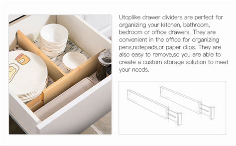 Amazon Utoplike Pack Bamboo Kitchen Drawer Dividers Adjustable