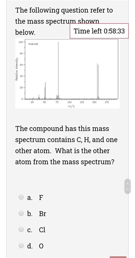 Solved The Following Question Refer To The Mass Spectrum