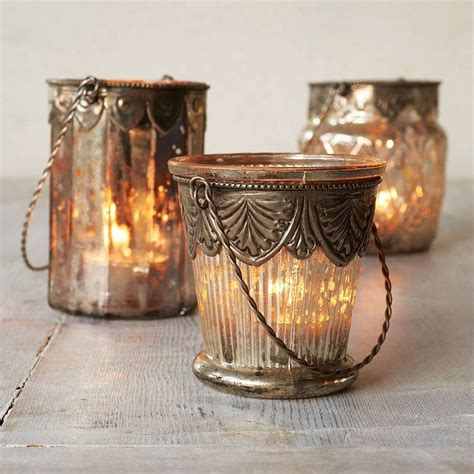 Mercury And Glass Tea Light Hanging Candle Holder