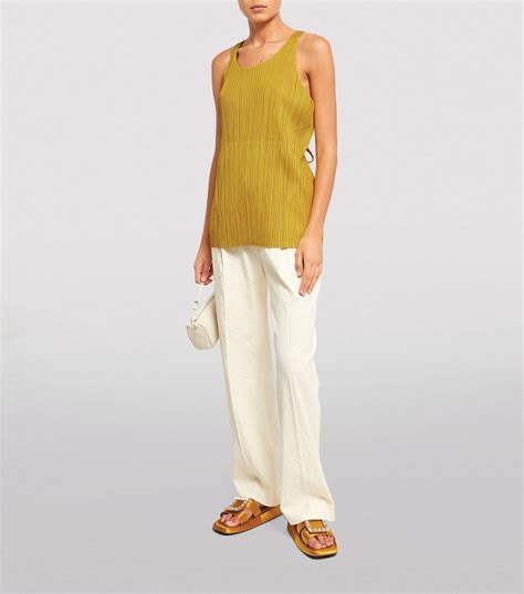 Pleats Please Issey Miyake Yellow Monthly Colors May Pleated Top