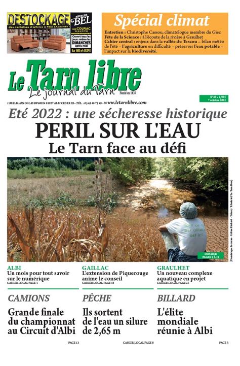 Le Tarn Libre N202240 du 07 octobre 2022 à télécharger sur iPad