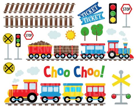 Train Set Clipart Steam Train Clipart Train Tracks | Etsy