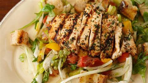 Grilled Garlic And Herb Chicken And Green Panzanella Recipe Rachael Ray Show