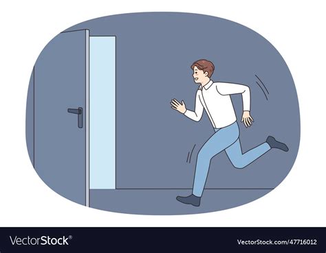 Man Running Into Open Door Royalty Free Vector Image