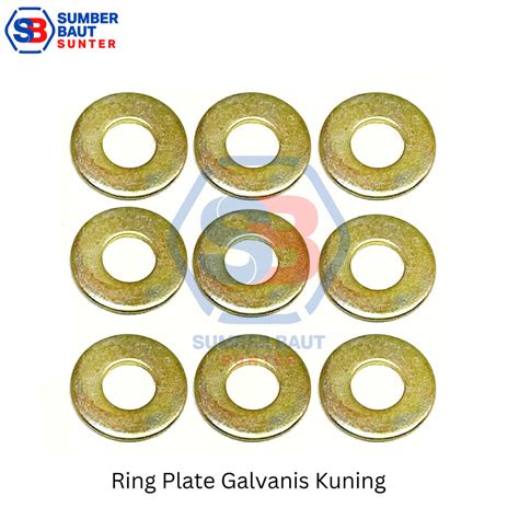 Jual M6 Ring Plat Besi Galvanis Kuning WP Washer Plate 6mm Per 100 Pcs