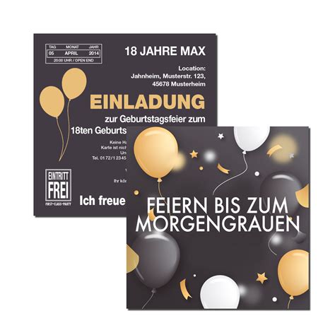 Einladung Einladungskarte 18 Geburtstag Balloon Party Einladung 18