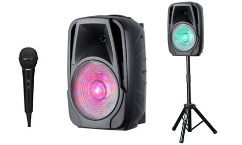 Qfx 12 Bluetooth Party Speaker With Stand And Microphone Groupon