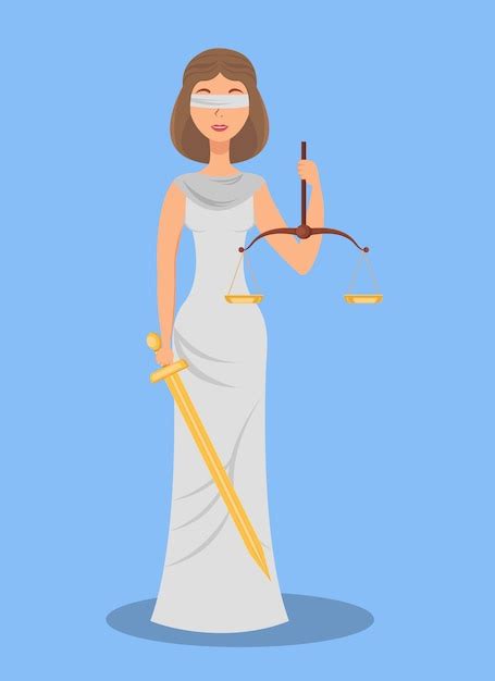 Premium Vector Themis Blind Justice Flat Vector Illustration