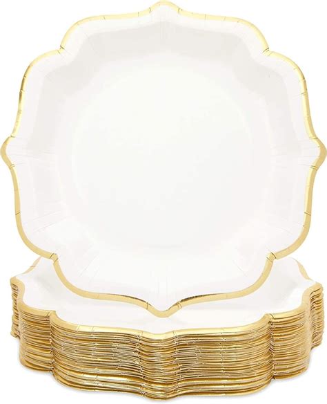 Amazon Sparkle And Bash 48 Pack White Paper Party Plates With Gold