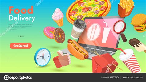 3d Vector Conceptual Illustration Of Restaurant And Cafe Online Food