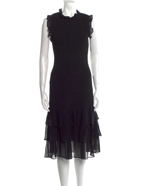 Cynthia Rowley Mock Neck Midi Length Dress Black Dresses Clothing