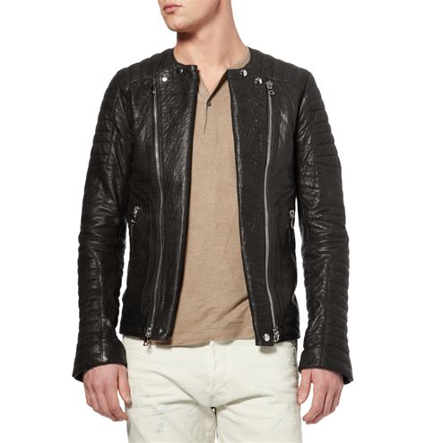 Balmain Goatskin Biker Leather Jacket In Black For Men Lyst
