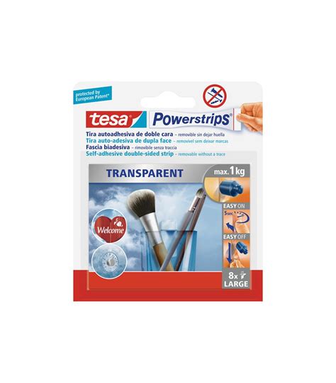 Tesa Powerstrips LARGE Tiras Grandes Transparentes