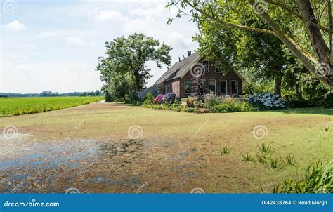 Old Farm House In A Dutch Polder Landscape Stock Photo Image Of Brick