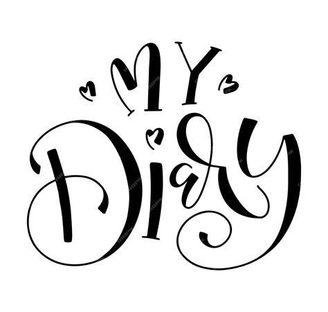 Premium Vector | My diary black lettering with doodle hearts vector illustration