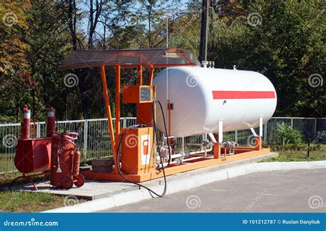 Lpg Station For Filling Liquefied Gas Into The Vehicle Tanks Stock