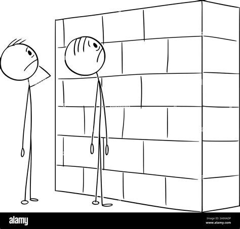 Vector Cartoon Stick Figure Drawing Conceptual Illustration Of Two