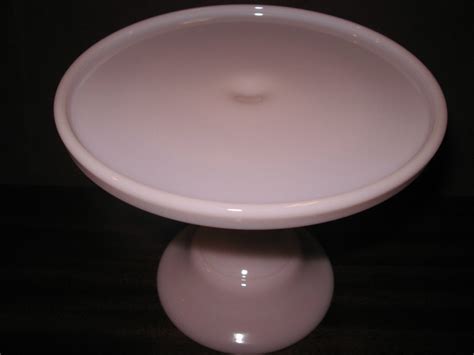 Pink Milk Glass Cake Serving Stand Plate Platter Pedestal Raised