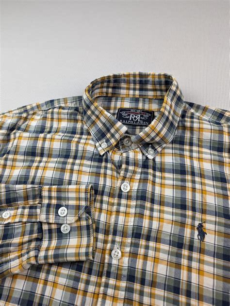 Ralph Lauren Double Rl Rrl Yellow Blue Plaid Checked Gem