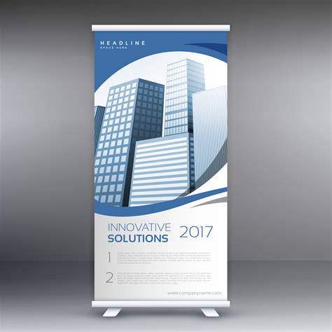 roll up banner template with buildings - Download Free Vector Art ...