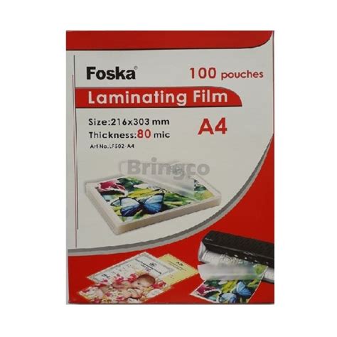 Lamina Para Plastificar A4 - Lamina para Plastificar 80mic Foska Transparente A4 Paq x 100 (Br)
