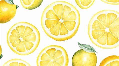 Premium Ai Image Watercolor Lemon Pattern