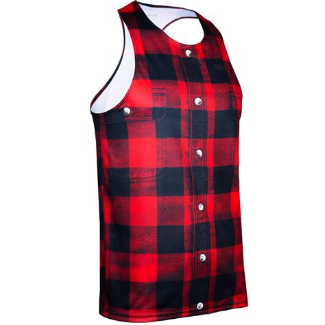 Mens Competitor Lite Printed Singlet Buffalo Plaid Boa