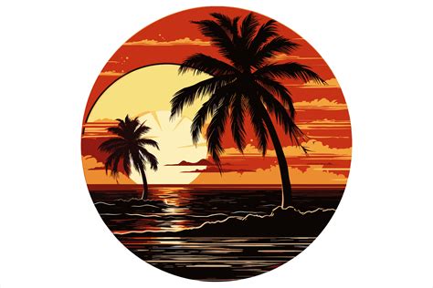 Sunset Beach Sticker Brush Vector Graphic By Md Abdul Momin · Creative