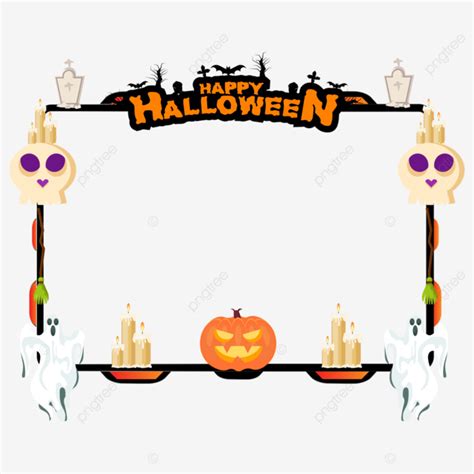 Decorative Happy Halloween Facecam Overlay Pumpkin Candle Ghost Skull