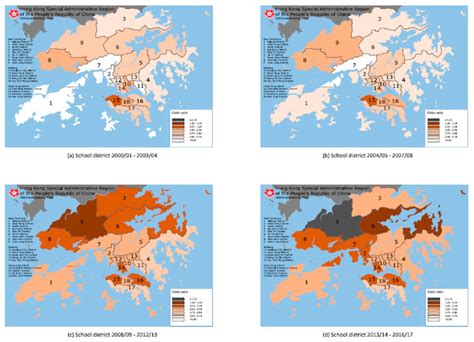 Map of 18 administrative districts in Hong Kong showing the adjusted ...