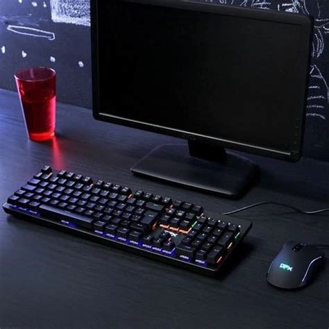 Kit Gamer Teclado Mecânico e Mouse 2400 DPI Iluminação de Led USB