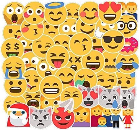 Emojis Pack Of 22 Wall Art Vinyl Printed Stickers Emoticon Funny Emoji Faces Bedroom Decals