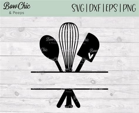 Kitchen Utensils Split Monogram Svg Monogram Baking Svg Etsy