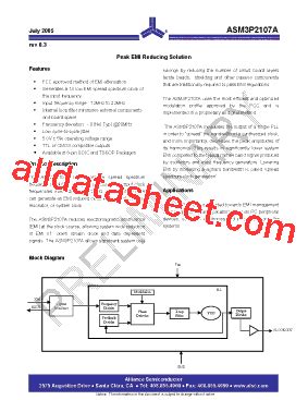 Asm P A Datasheet Pdf Alliance Semiconductor Corporation