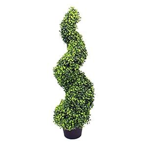 Artificial Boxwood Buxus Spiral Topiary Tree UV Stable Outdoor Use