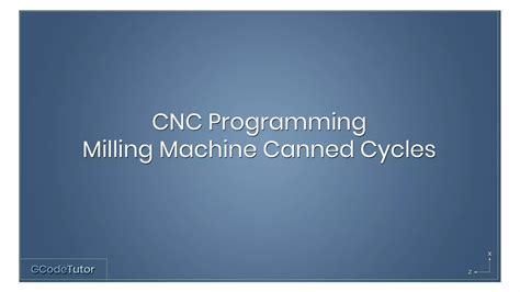 Cnc Programming Milling Canned Cycles PPT